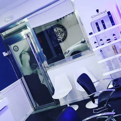 in blue hairdresser